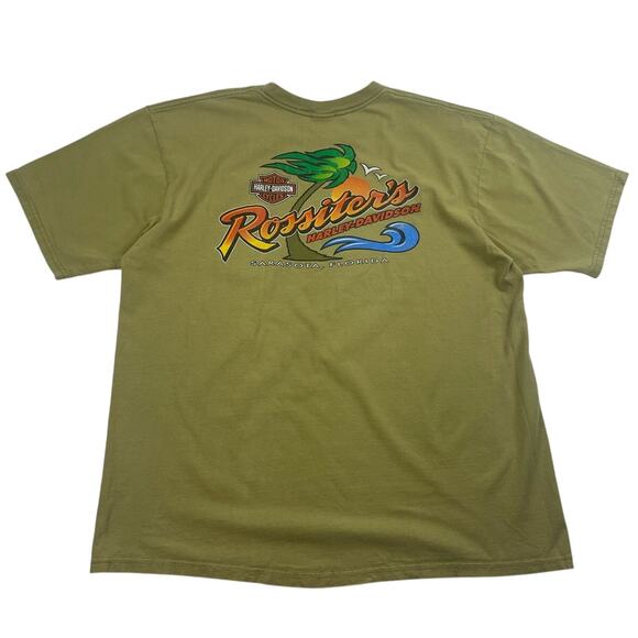 Harley Davidson Sarasota Flordia 2009 Beach Avocado Green Shirt Size 2XL - Picture 1 of 7